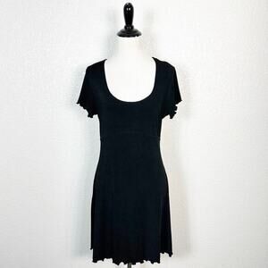 Express 90s Y2K Express‎ Tricot Witchy Babydoll Short Sleeve Mini Dress Black 6